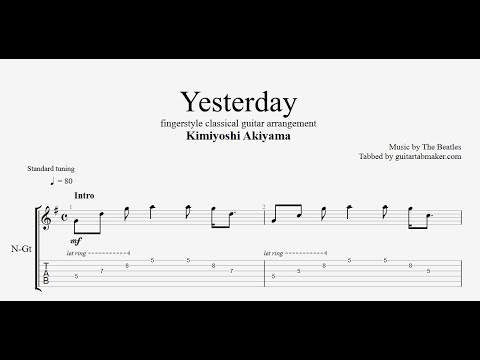 Yesterday TAB - fingerstyle classical guitar tabs (PDF + Guitar Pro)