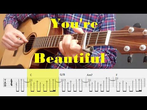 You're Beautiful - James Blunt - Fingerstyle Guitar Tutorial Tab