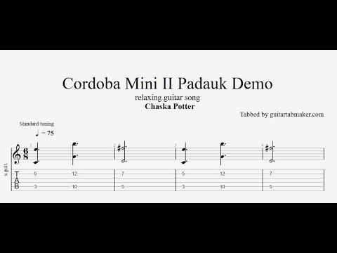Cordoba Mini II Padauk Guitar demo TAB - Chaska Potter - relaxing guitar tabs (PDF + Guitar Pro)