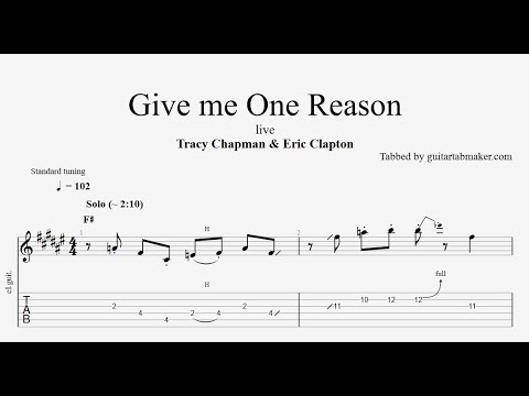 Eric Clapton - Give me One Reason solo TAB - blues guitar solo tabs (Guitar Pro)