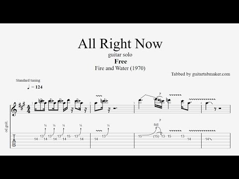Free - All Right Now solo TAB - electric guitar solo tabs (PDF + Guitar Pro)