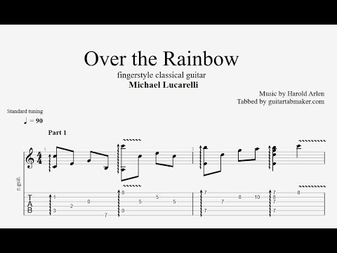 Over the Rainbow TAB - fingerstyle classical guitar tabs (PDF + Guitar Pro)