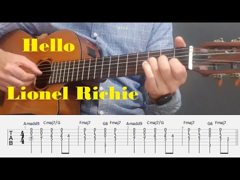 Hello - Lionel Richie - Fingerstyle Guitar Tutorial Tab