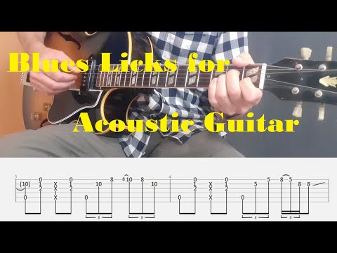 Play Blues Licks between chords of a fingerstyle minor blues