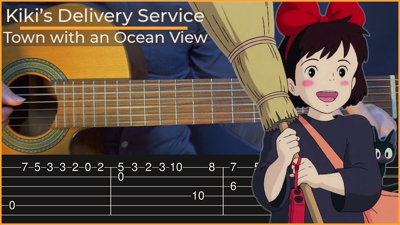 Kikis Delivery Service A Town With An Ocean View Simple Guitar Tab